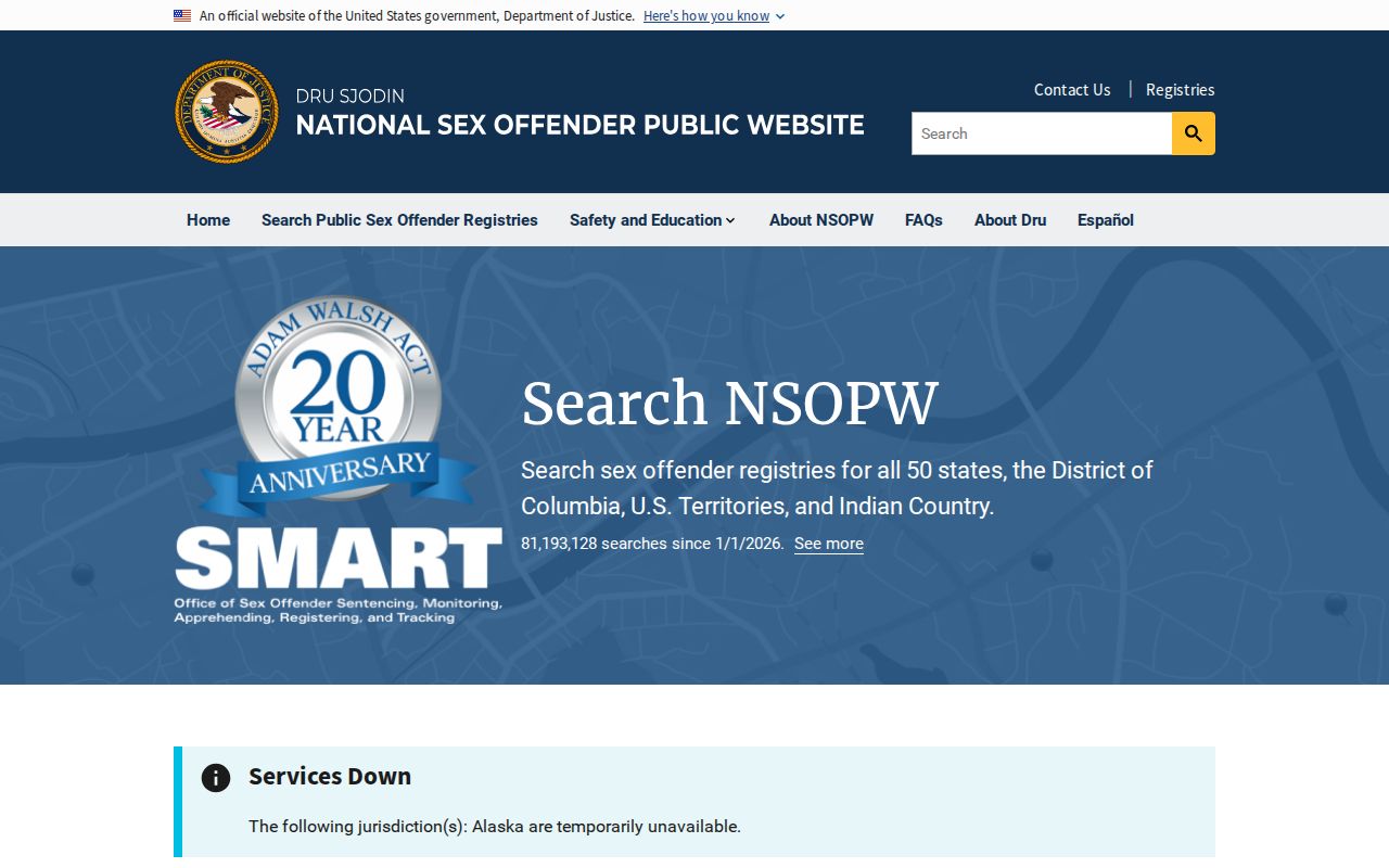 National sex offender registry search for Chattahoochee County residents