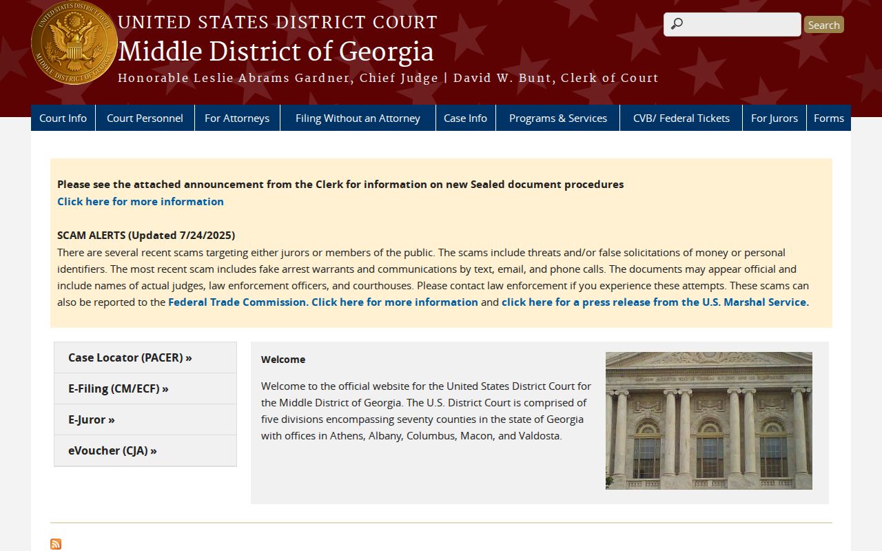 U.S. District Court for the Middle District of Georgia website