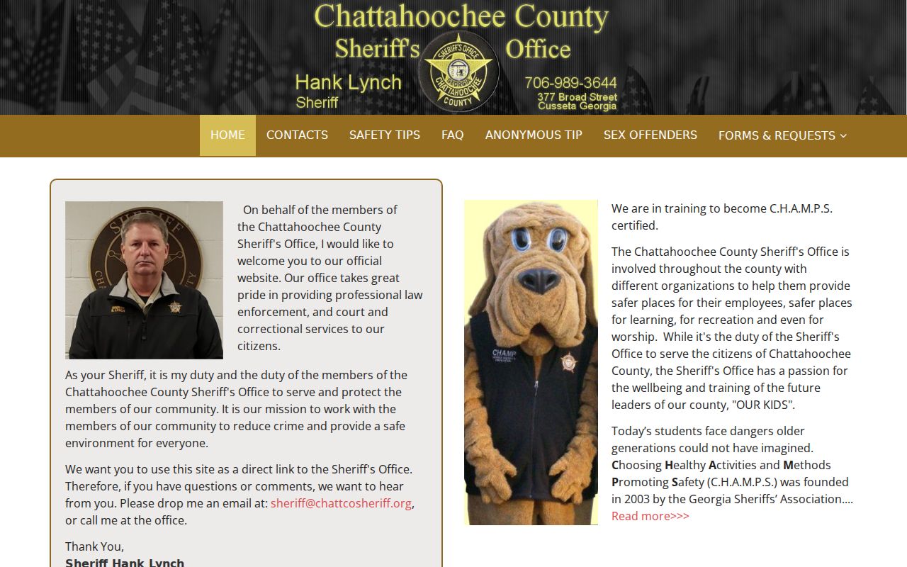 Official Chattahoochee County Sheriff's Office home page